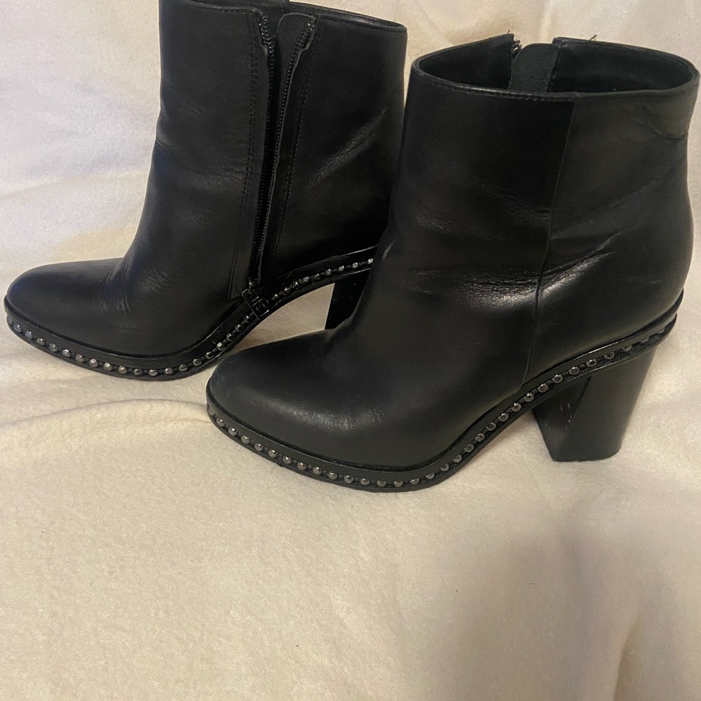 Coach Black Heeled Boots with Studded Detail